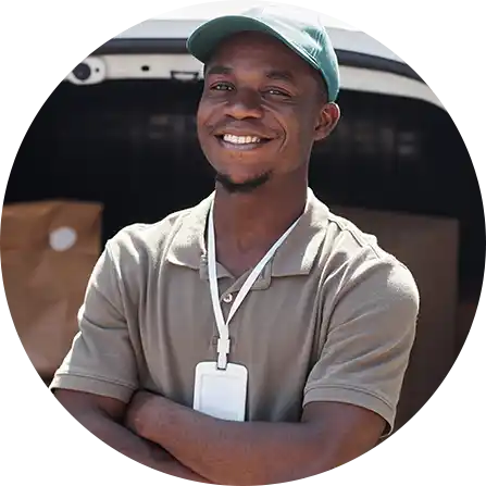 assistant standing with arms folded